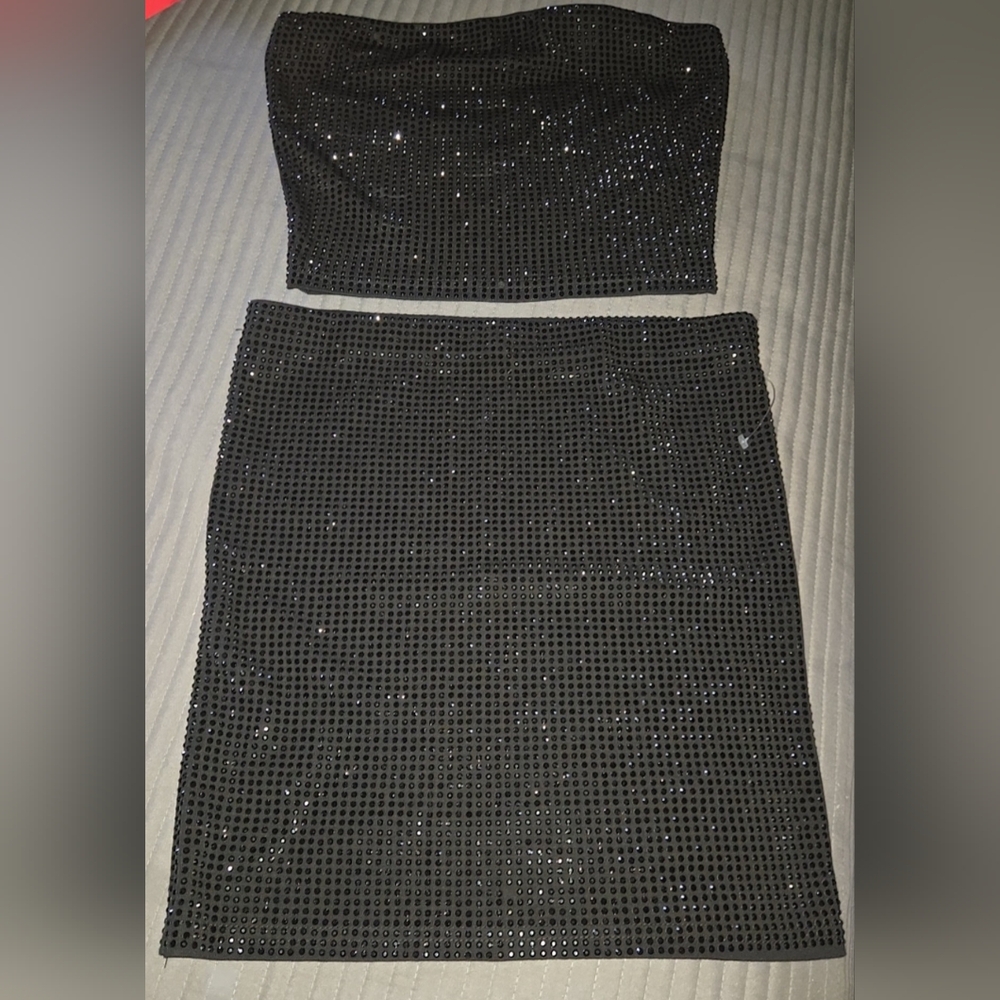 Rhinestone Skirt Set